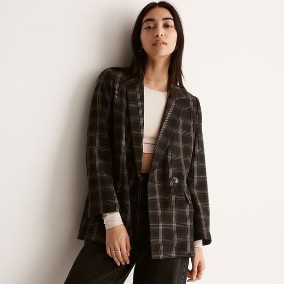 Madewell Caldwell Double-Breasted Blazer in Seaton Plaid - Picture 1 of 12